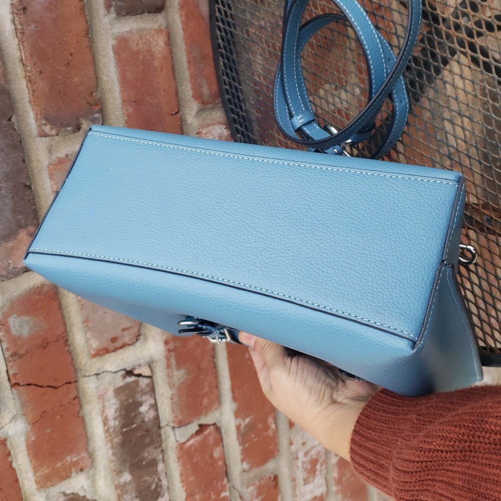 Coach Mollie Tote 25 Leather Satchel Convertible Bag Pacific Blue Designer - Picture 5 of 17